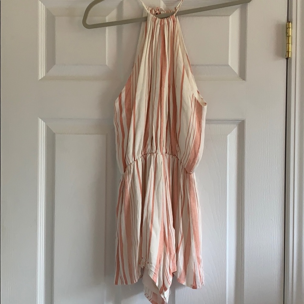 White and pink stripped romper